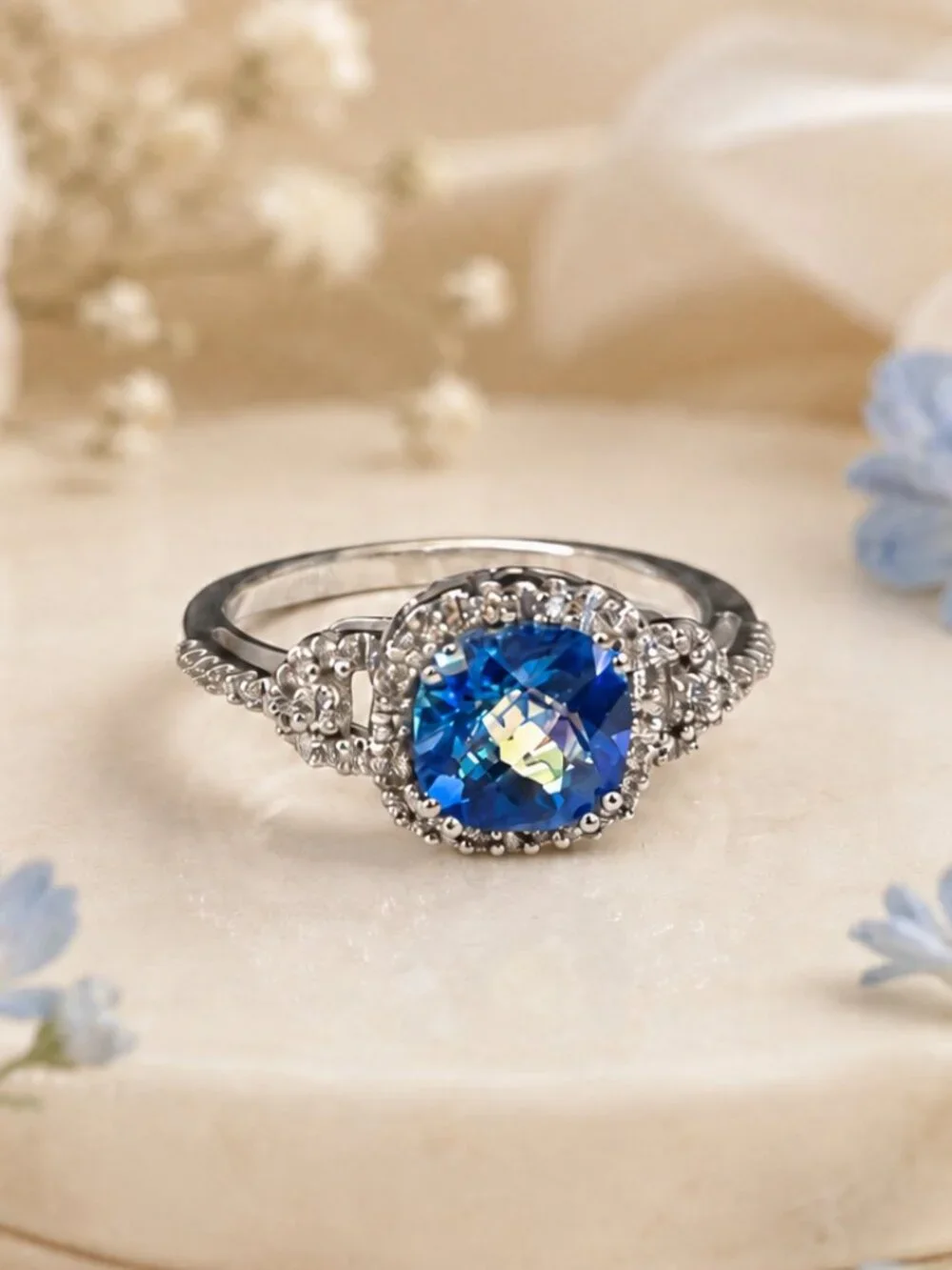 White Gold Pacific Topaz Ring